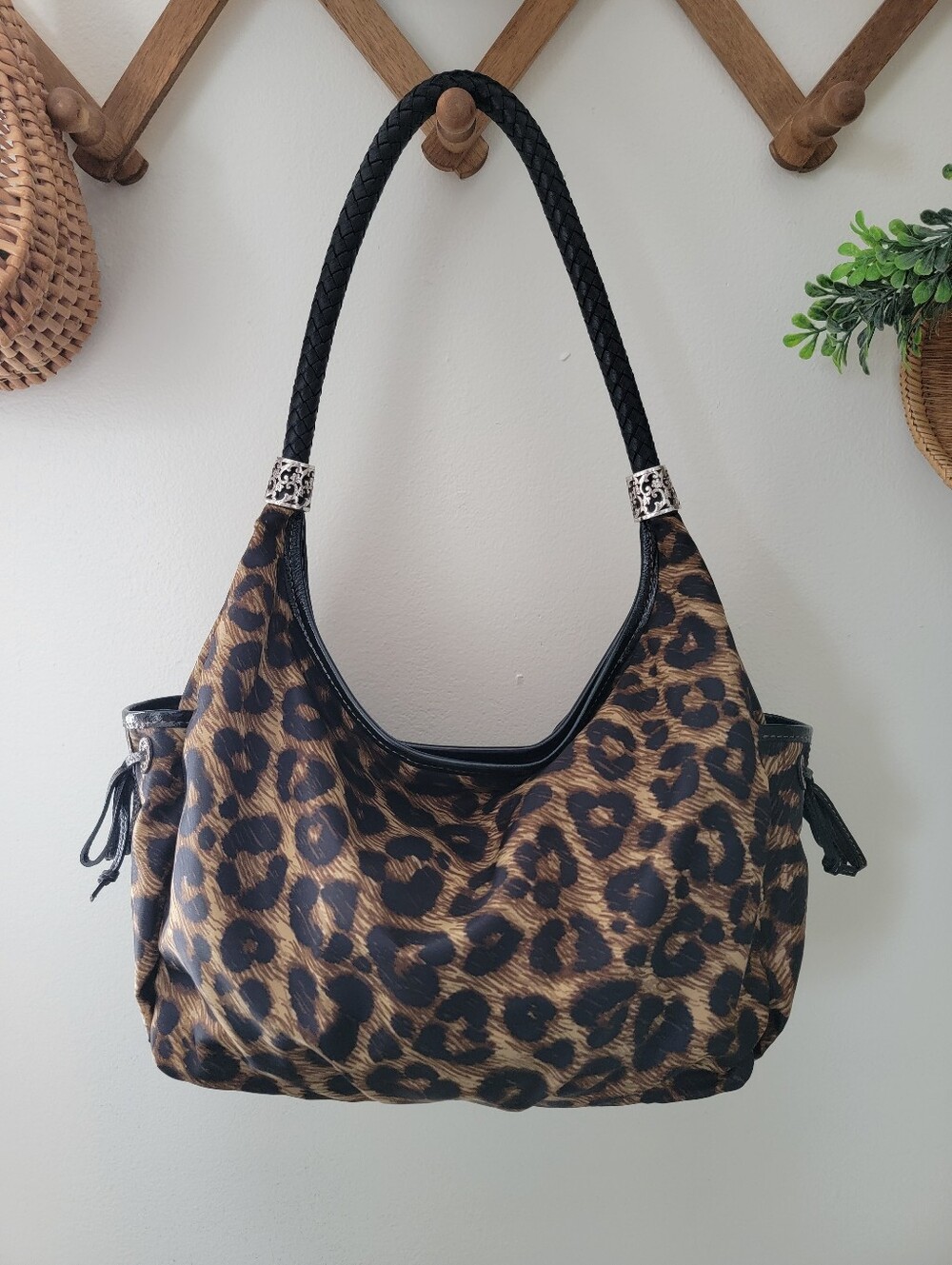 Brighton Jillian Animal Print Hobo Shoulder Bag Purse Nylon